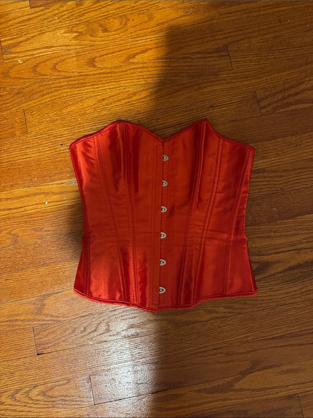 Red Satin Corset Top - Strapless Boned Bustier